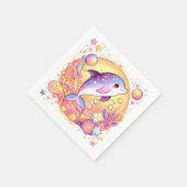 ハッピーシンプルドルフィンベビーシャワー スタンダードカクテルナプキン (角)