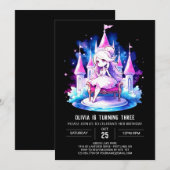 ハッピーシンプルプリンセス誕生日 招待状 (正面/裏面)