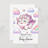 ハッピーシンプル恐竜ベビーシャワー サンキューカード (正面/裏面)