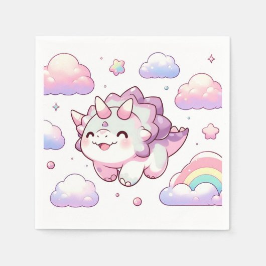 ハッピーシンプル恐竜ベビーシャワー スタンダードカクテルナプキン (正面)