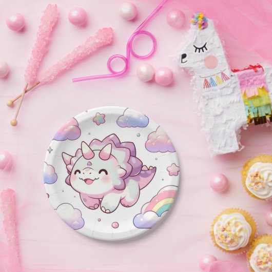 ハッピーシンプル恐竜ベビーシャワー ペーパープレート (パーティー)