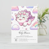 ハッピーシンプル恐竜ベビーシャワー 招待状 (スタンド正面)