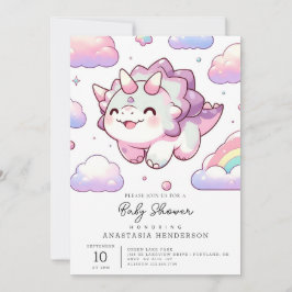 ハッピーシンプル恐竜ベビーシャワー 招待状