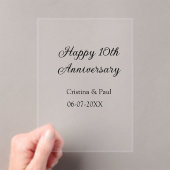 ハッピーシンプル10周年ミニマル結婚の名前 アクリル招待状 (インサイチュ (ポータブル))