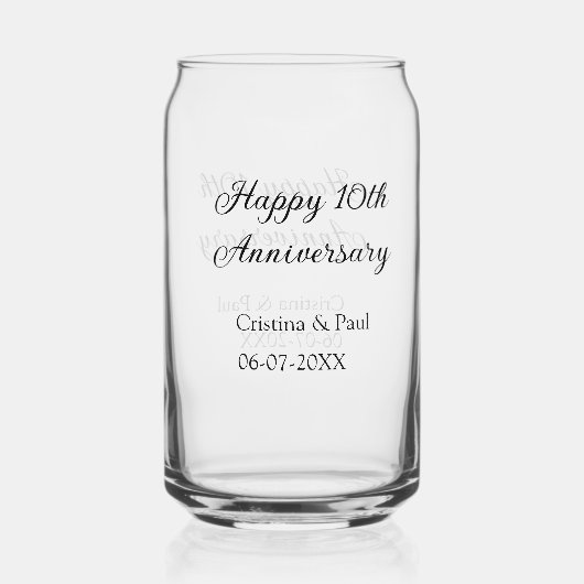ハッピーシンプル10周年ミニマル結婚の名前 ガラス缶 (正面)