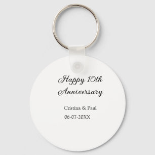 ハッピーシンプル10周年ミニマル結婚の名前 キーホルダー