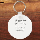 ハッピーシンプル10周年ミニマル結婚の名前 キーホルダー (正面)