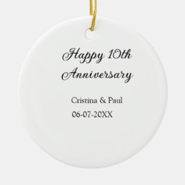 ハッピーシンプル10周年ミニマル結婚の名前 セラミックオーナメント