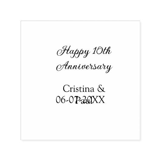 ハッピーシンプル10周年ミニマル結婚の名前 セルフインキングスタンプ (デザイン)