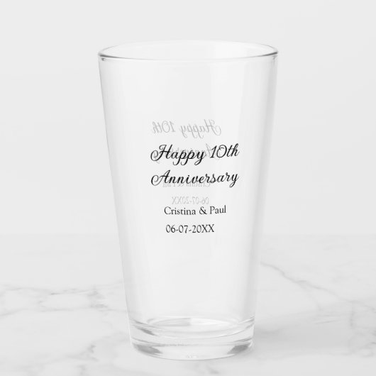ハッピーシンプル10周年ミニマル結婚の名前 タンブラーグラス (正面)