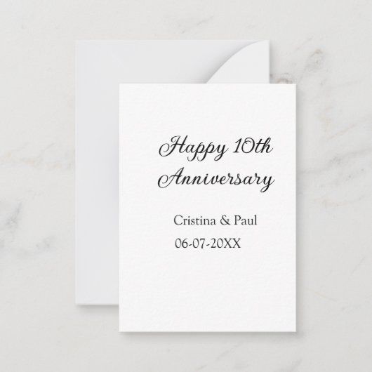 ハッピーシンプル10周年ミニマル結婚の名前 ノートカード (正面)