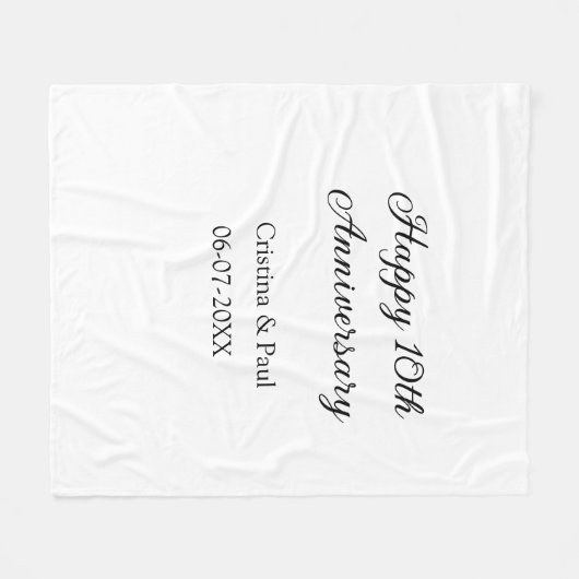 ハッピーシンプル10周年ミニマル結婚の名前 フリースブランケット (正面(横))