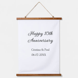 ハッピーシンプル10周年ミニマル結婚の名前 吊り下げ型タペストリー