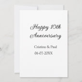 ハッピーシンプル10周年ミニマル結婚の名前 招待状 (裏面)