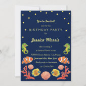 ハッピーシーアニマル子供の誕生日パーティの招待状 招待状 (正面)