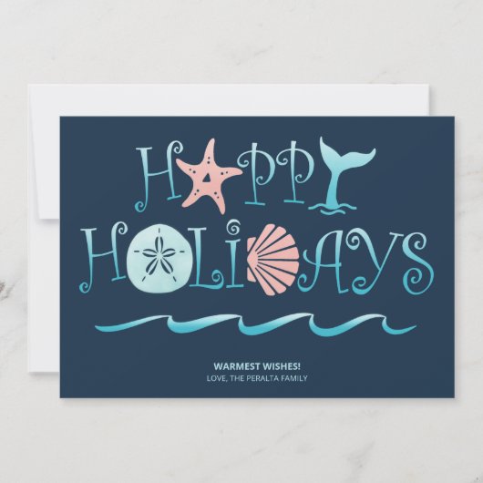 ハッピーシーショア |ビーチシーシェル海軍のクリスマス シーズンカード (正面)