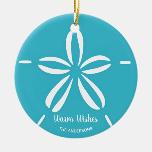 ハッピーシーショア |熱帯ビーチシーシェルクリスマス セラミックオーナメント (正面)