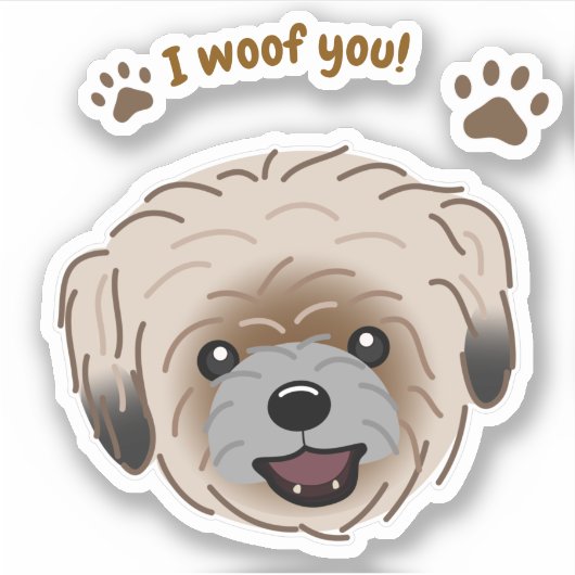 ハッピーシーズー（犬）津犬の恋人I Woof You Paws シール (正面)