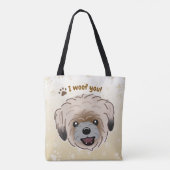 ハッピーシーズー（犬）津犬の恋人I Woof You Paws トートバッグ (裏面)