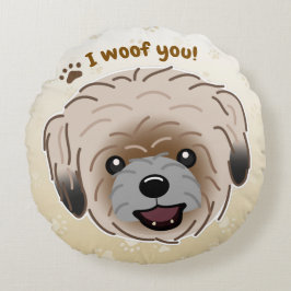 ハッピーシーズー（犬）津犬の恋人I Woof You Paws ラウンドクッション