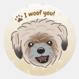 ハッピーシーズー（犬）津犬の恋人I Woof You Paws ラウンドシール
