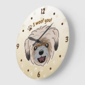 ハッピーシーズー（犬）津犬の恋人I Woof You Paws ラージ壁時計 (傾斜)