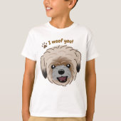 ハッピーシーズー（犬）津犬の恋人I Woof You Paws Tシャツ (正面)