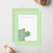 ハッピーシータートルグリーンありがとうフラットカード ノートカード (正面/裏面インサイチュ)