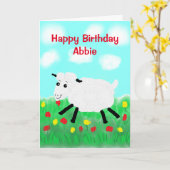 ハッピーシープ誕生日 カード (黄色い花)