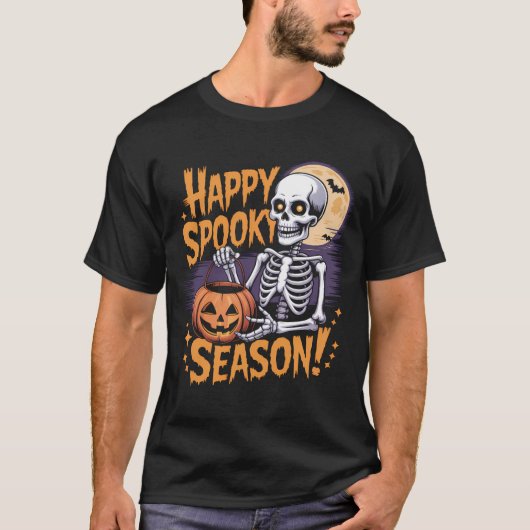 ハッピーシー不気味ズンスケルトンアート Tシャツ (正面)