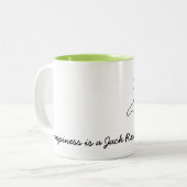 ハッピージャックラッセルテリアートゥーリアマンガ走ードッグ ツートーンマグカップ (正面左)