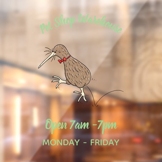 ハッピージャンプのキウイとボウタイ漫画デザイン ウィンドウサイン (シート2)