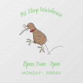 ハッピージャンプのキウイとボウタイ漫画デザイン ウィンドウサイン (シート)