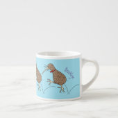 ハッピージャンプのキウイとボウタイ漫画デザイン エスプレッソカップ (右)