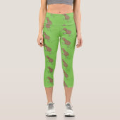 ハッピージャンプのキウイとボウタイ漫画デザイン カプリレギンス (正面)