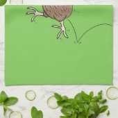 ハッピージャンプのキウイとボウタイ漫画デザイン キッチンタオル (折り畳み)