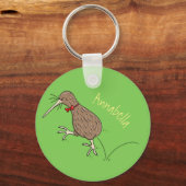 ハッピージャンプのキウイとボウタイ漫画デザイン キーホルダー (正面)