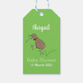 ハッピージャンプのキウイとボウタイ漫画デザイン ギフトタグ (正面)