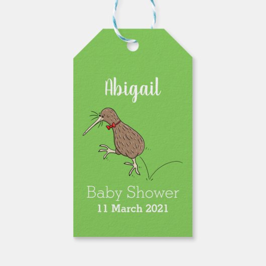 ハッピージャンプのキウイとボウタイ漫画デザイン ギフトタグ (裏面)