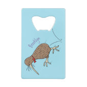 ハッピージャンプのキウイとボウタイ漫画デザイン クレジットカード栓抜き (裏面)