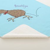 ハッピージャンプのキウイとボウタイ漫画デザイン シェルパブランケット (3/4)