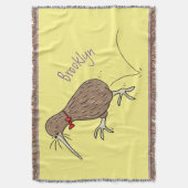 ハッピージャンプのキウイとボウタイ漫画デザイン スローブランケット (正面縦)