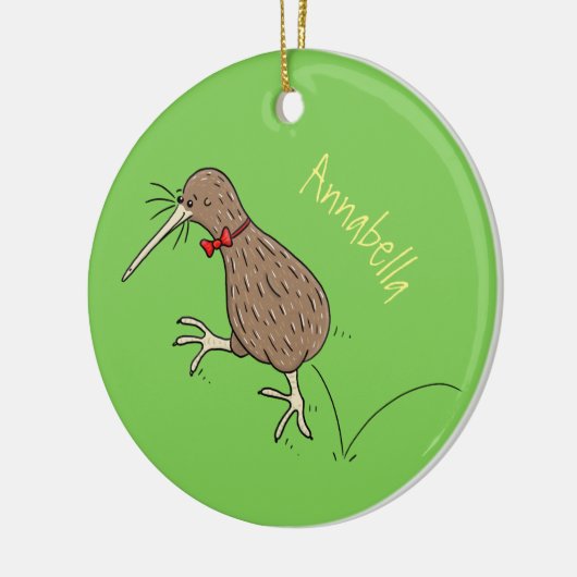 ハッピージャンプのキウイとボウタイ漫画デザイン セラミックオーナメント (左)