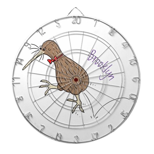 ハッピージャンプのキウイとボウタイ漫画デザイン ダーツボード (正面)