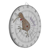 ハッピージャンプのキウイとボウタイ漫画デザイン ダーツボード (正面左)