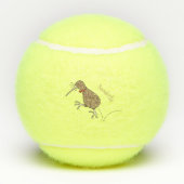 ハッピージャンプのキウイとボウタイ漫画デザイン テニスボール (裏面)