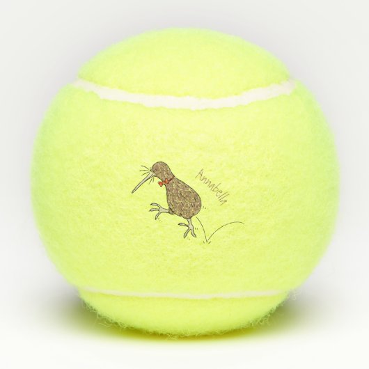 ハッピージャンプのキウイとボウタイ漫画デザイン テニスボール (裏面)