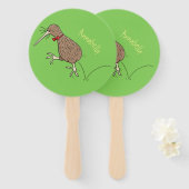 ハッピージャンプのキウイとボウタイ漫画デザイン ハンドファン (正面&裏面)