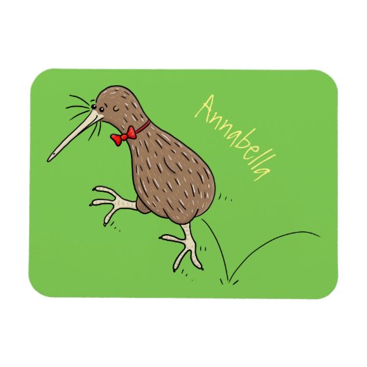 ハッピージャンプのキウイとボウタイ漫画デザイン マグネット (横)