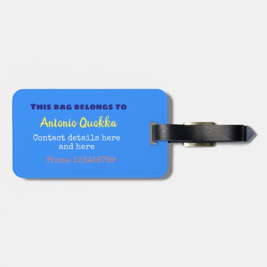 ハッピージャンプのキウイとボウタイ漫画デザイン ラゲッジタグ (裏面横)